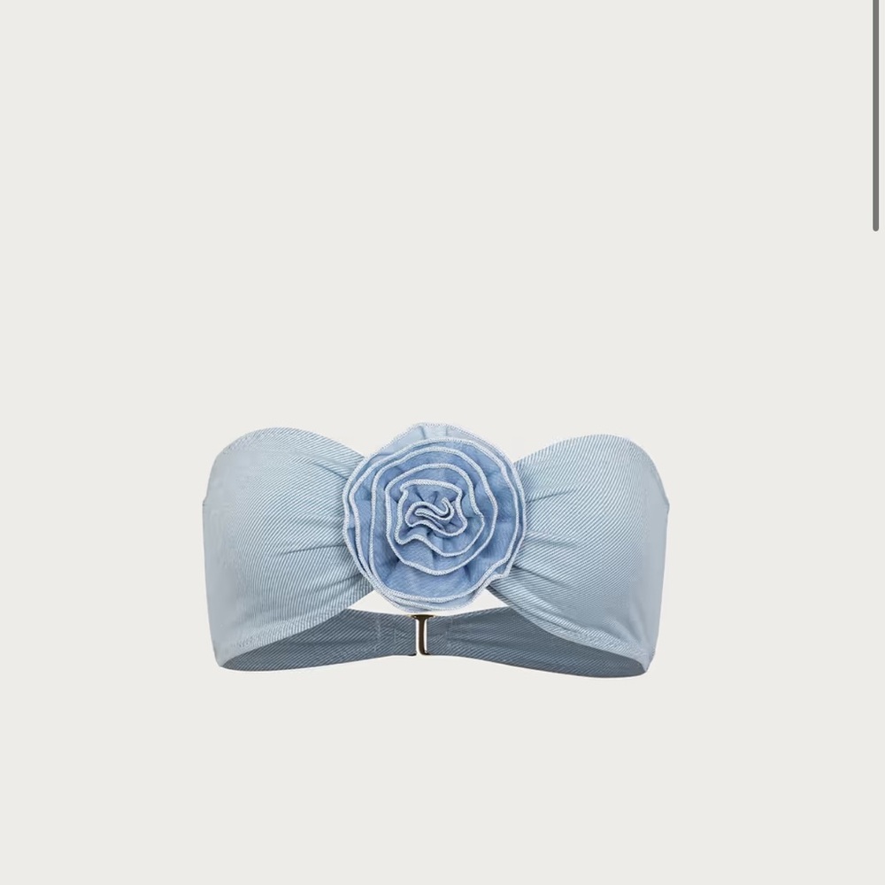 SAME Light Blue Strapless Bandeau Bikini Top